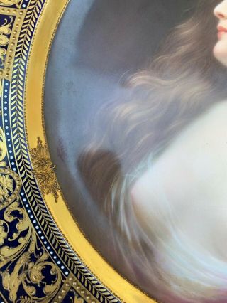 Rare Antique Royal Vienna Porcelain Hand Painted Portrait Charger Signed 2