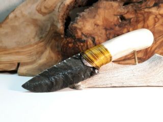 Siver Sheen Obsidian Knife Master Flint Knapping Art Kenny Hull Unique Handmade