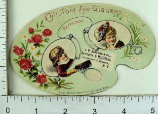 1877 C.  F.  Baldwin & Co Opticians,  Cortland & Homer,  NY Die Cut Trade Card 2 F96 2