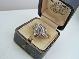 Gorgeous Vintage Solid Sterling Silver Marcasite Heart Ring Love Token Size P