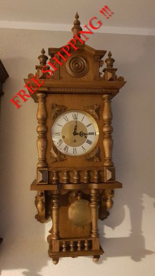 0153 - German Fhs Hermle Westminster Chime Wall Clock