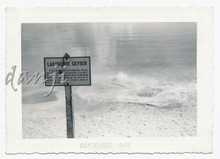 Close Up Of Sign By Lakeshore Geyser In Yellowstone National Park 1946 Photo