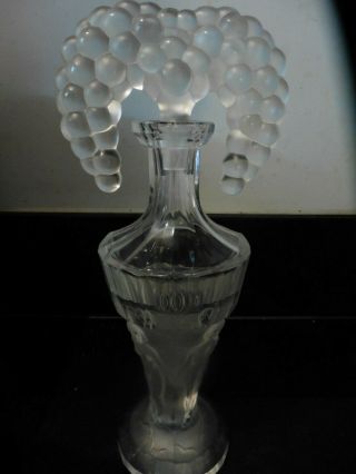 Tall Art Deco Czech Hoffman Crystal Perfume Bottle With Tiara Stopper.