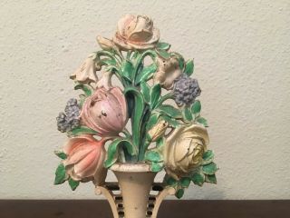 Vintage Hubley Cast Iron Flowers Bouquet In Urn Doorstop 465 USA 2