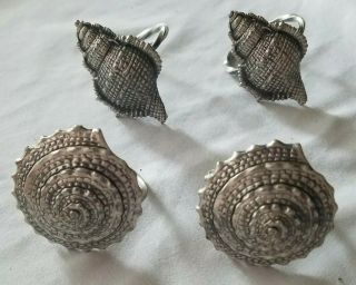 Beaulieu Vineyard Bv Pewter Seashell Napkin Rings Set Of 4