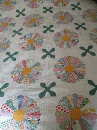 Vintage Handmade Country Floral Quilt Blanket 74 " X 90 "