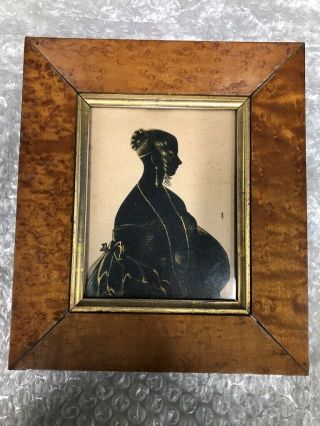 Early Framed Miniature Silhouette Of Lady 1800 