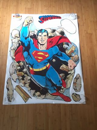Rare Vintage Hero Wallbusters Superman Poster 1977 49” X 38” Dc Movie