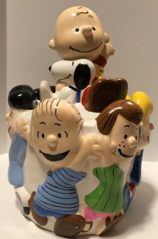 Vintage Peanuts Charlie Brown & The Gang Snoopy Ceramic Collectible Cookie Jar