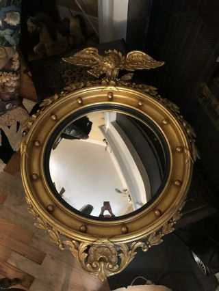 Major Reductions Antique Federal Style Convex Bullseye Eagle Mirror Extra Large