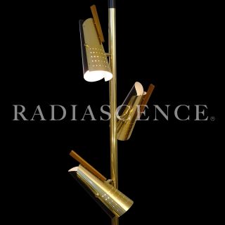 Lester Geis Stiffel Atomic Jet Age Modern Brass Tension Pole Floor Lamp Heifetz.