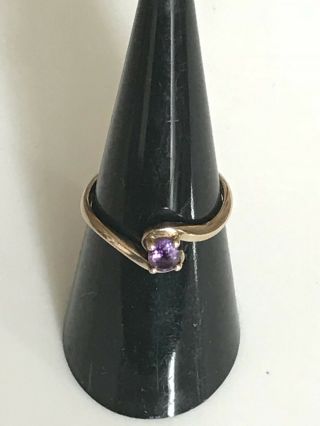 Exquisite Vintage Hallmarked 375 9ct Yellow Gold & Amethyst Ring
