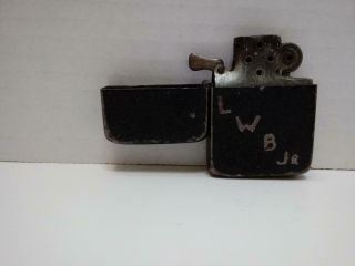 Vintage Wwii Black Crackle Steel Case 3 Barrel 7 Hole Zippo Cigarette Lighter
