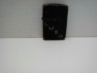 VINTAGE WWII Black Crackle steel case 3 barrel 7 hole ZIPPO cigarette lighter 3