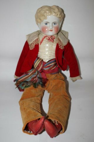 Antique German Porcelain Head Parian Clothed Doll 20 Inch Hertwig
