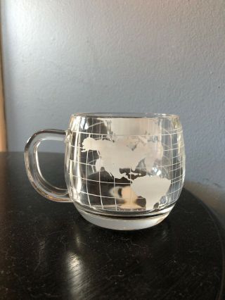 Nestle Nescafe Coffee Cup World Globe Glass Vintage Coffee Mug World Map