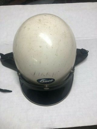 Vintage Buco White Half Helmet With Black Visor