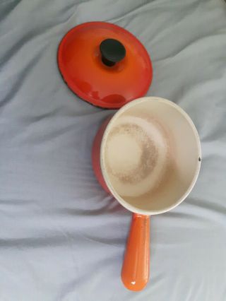Vintage Le Creuset Flame 14 Sauce Pan Orange And Red