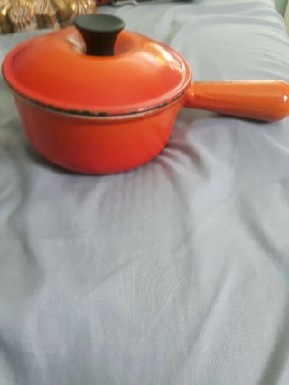 Vintage Le Creuset Flame 14 sauce pan orange and red 2