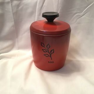 Vintage West Bend Aluminum Tea Canister Mid Century Red