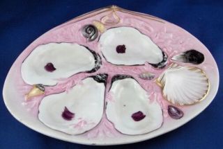 Antique Union Porcelain Upw Four Well Oyster Plate American Usa Porzellan