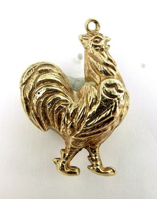 Vintage 9ct Gold Puffy Cockerel Charm Pendant Fob Hmk 1971 Very Good Detailing