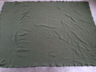 Vtg Army Military Wool Woolrich Woolen Mills Green Blanket 55x75
