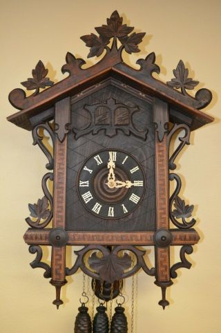 Antique German Black Forest Quail Train Style Cuckoo Clock