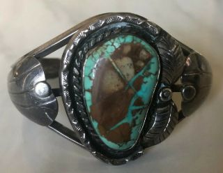 Heavy/tall Old Vintage Navajo Royston Turquoise & Sterling Silver Cuff Bracelet