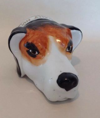 Antique Staffordshire Porcelain Stirrup Cup English Fox Hunt Dog Hound Tally Ho