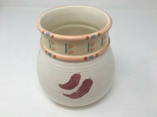 Taos Treasure Craft Ceramic Open Canister - Chili Pepper Design - Made In Usa