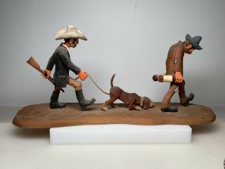Rare BUD ODELL Carved Cowboy SHERIFF w HOUND & Vagabond Andy Anderson Stepson 3
