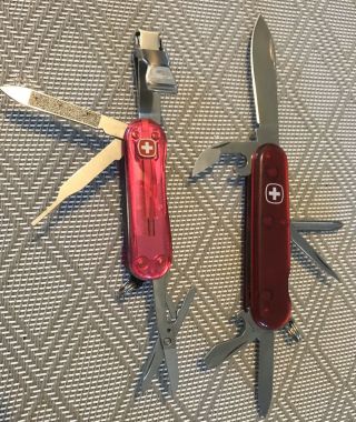 Wenger Swiss Clipper Pink & Wenger Highlander Red Translucent Swiss Army Knife