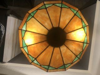 Lamb Brothers Arts & Crafts Style Antique Leaded Stained Glass Lamp 3