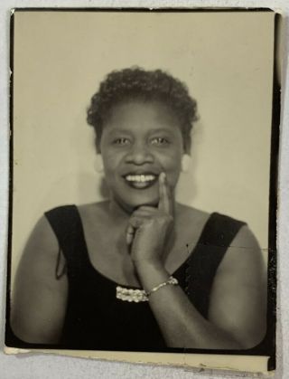 African American Woman Putting On A Pose In Photobooth,  Vintage Photo Snapshot