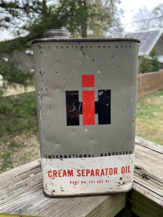 Vintage Ih International Harvester Cream Separator Oil 1/2 Gal Metal Can Sign