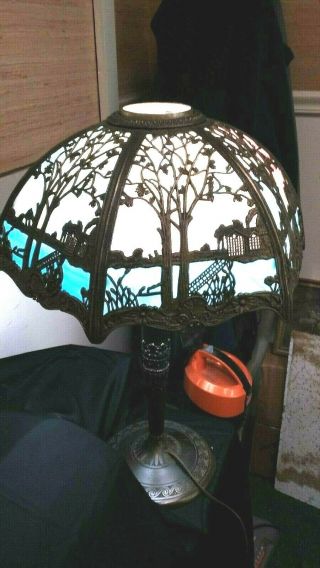 Vintage Early 20th Century Miller & Co.  6 Panel Slag Lamp