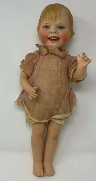 Antique Helen Jensen Gladdie Doll Laughing 18” Open Close Eyes Open Mouth Teeth