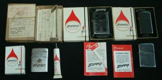 4 Vintage Zippo Cigarette Lighters Lighter Advertising Gravely Sullair