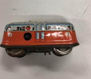 Vintage Tin Windup Bus Or Trolley Car 1950s West Germany