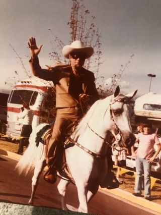 Lone Ranger Clayton Moore Rare Candid Photo With Horse Parade Western 2