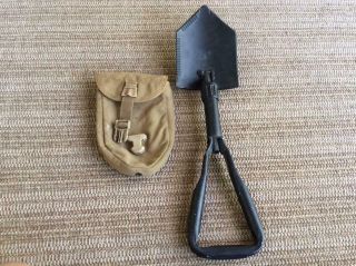 Usmc Military Surplus E Tool Survival Entrenching Shovel & Molle Coyote Pouch