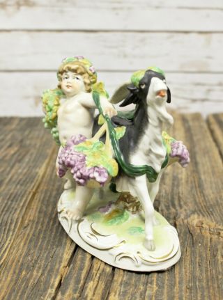 Scheibe Alsbach Porcelain Figure Of Putti Cherub And Goat With Grape Harvest 3