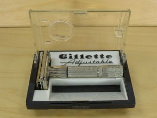 Vintage Gillette 1959 E4 Fatboy Adjustable Razor W/ Case