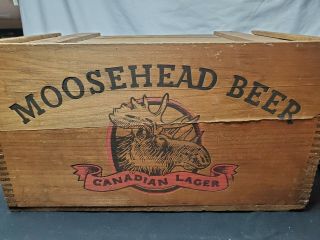 Vintage Moosehead Beer Bottle Canadian Lager Wooden Crate Dovetailed Brewery Box