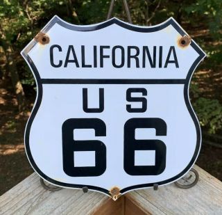 Vintage California Ca Route 66 Highway Porcelain Sign