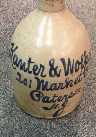 Antique Salt Glazed Stoneware Jug Kanter & Wolpow Paterson Nj