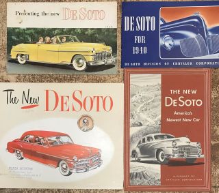 4 Vintage 1940 - 1950 De Soto Car Advertising Brochures Booklets