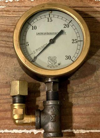 Large 5 " Vintage Brass Pressure Gauge,  Antique,  Boiler,  Steampunk Industrial