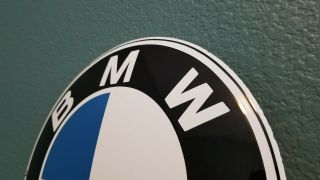 VINTAGE BMW PORCELAIN GAS GERMANY AUTOMOBILE SERVICE STATION DEALER DOME SIGN 2